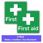 2-Pack - Premium First Aid Vinyl Stickers -100mm x 100mm - Health & Safety sign
