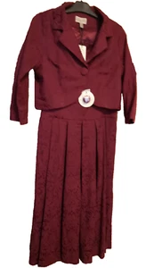 Lindy Bop Dress And Jacket Set Burgundy Maroon Size 12 New. Fit and Flare - Picture 1 of 7