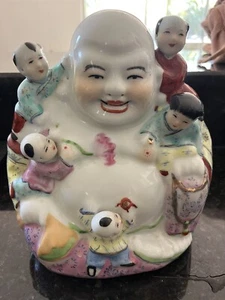 Buddha Fertility Buddha 9 Inch with climbing children statue Chinese Figurine - Picture 1 of 8