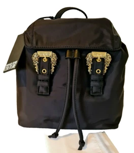 Versace Jeans Couture Backpack Rucksack Tasche Barock Buckle Nylon Schwarz Neu - Bild 1 von 12