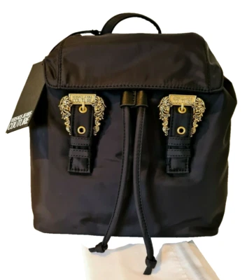 Versace Jeans Couture Backpack Rucksack Tasche Barock Buckle Nylon Schwarz Neu - Bild 1 von 4