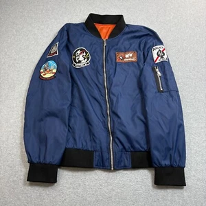 Vintage Bomberjacke Herren Große Blau 41 Aces Airforce Flight Sidewinder Patches Army - Bild 1 von 10