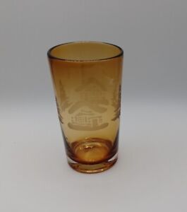Home Studio Woodland Amber Double Old Log Cabin Etched Glass Tumbler
