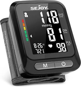 Large LCD Display Automatic Blood Pressure Monitor Wrist Cuff 5.3-8.5 inch Black