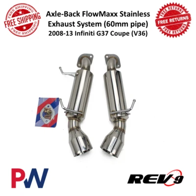 Sistema de escape trasero de acero inoxidable REV9 FlowMaxx tubo de 60 mm para 08-13 Infiniti G37 Foto 1 de 4