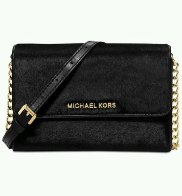 НОВЫЙ! MICHAEL Michael Kors Jet Set французский переплет маленький телефон через плечо черный * - Изображение 1 из 4
