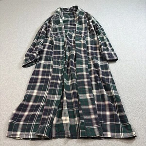Lauren Ralph Lauren Robe Woman L Green Plaid Tie Long Belt Crest RLL Sleepwear - Picture 1 of 9