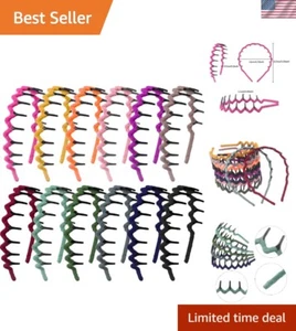 Chic 12-Color Zigzag Headbands Set - Fashionable Hair Accessories for Women - Picture 1 of 9