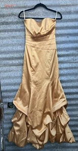Y2K Era Gunne Sax Gold Satin Ball Gown Belle Dress Disney Cosplay Mcbling Prom - Picture 1 of 11