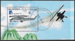 Nicaragua 1988 - Project NH90 Helicopter - Souvenir Sheet - First Day Cancel - Picture 1 of 1