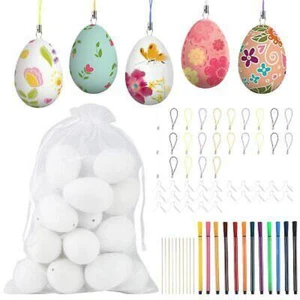 25Plastic Craft Eggs Easter White Paintable Easter Egg for Kid Easter Decoration - Picture 1 of 8