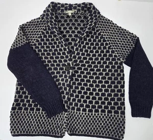 Yarra Trail Navy Grey Alpaca Wool Blend Cardigan Sz M Cottagecore Cabincore Soft - Picture 1 of 8