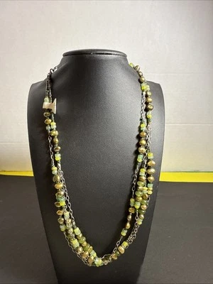 Silpada  Sterling Silver And Green Bead Multi-Strand Necklace 19” Foto 1 de 4