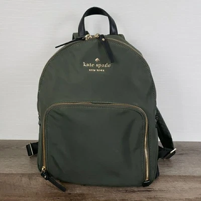 Mochila Kate Spade New York Watson Lane Azul Marino Cuero Hartley Verde Oliva Nylon Foto 1 de 4