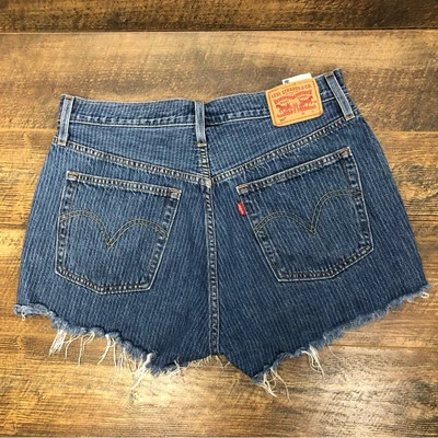 Levi’s 501 Mujer Vaqueros Pantalones Cortos Corte Botón Cintura Alta Talla 30 Rayas Foto 1 de 4