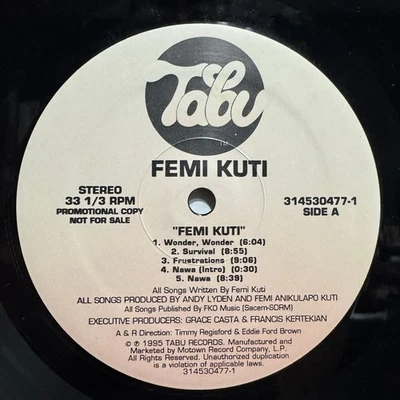 FEMI KUTI - SELF-TITLED (VINYL LP) 1995!!  RARE AFRO JAZZ!!  TABU / MOTOWN PROMO - Image 1 of 2