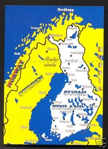 Map postcard Suomi Finland Artic Circle with stamp - Picture 1 of 1