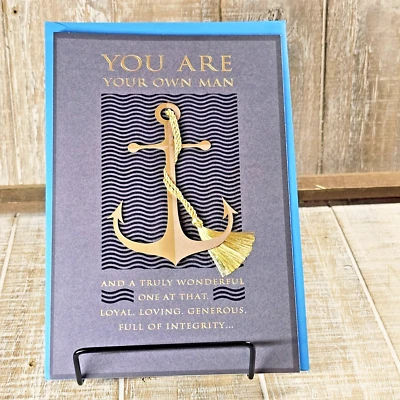 Tarjeta de felicitación Hallmark día del padre ancla negra dorada borla náutica Foto 1 de 4