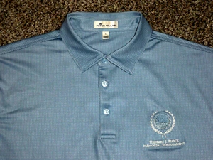 Herren PETER MILLAR Golf Polo L STAHL BLAU mit Micro-Dots Allover mit Golf Logo - Bild 1 von 4