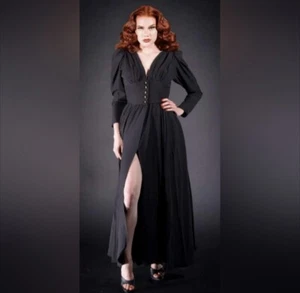 Women's PUG Black Clarice 40s Coat Dress in Poly Crepe, Size 3XL - Picture 1 of 7