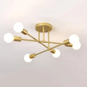 NEW Modern Brass 6 Heads LED Chandelier Pendant Lighting Creative Ceiling Lights - Picture 1 of 14