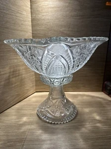 Thatcher McKee Yorktown VTG EAPG Early American Press Glass Punch Bowl w/ Stand - Picture 1 of 13
