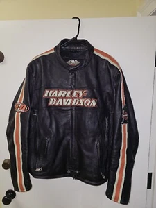 Harley Davidson Mens Classic Cruiser Motorcycle Riding Jacket - LEATHER XL - Picture 1 of 15