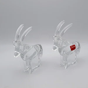 BACCARAT Crystal Noah's Ark Clear Antelope Figurines Set of 2 SIGNED - Picture 1 of 13