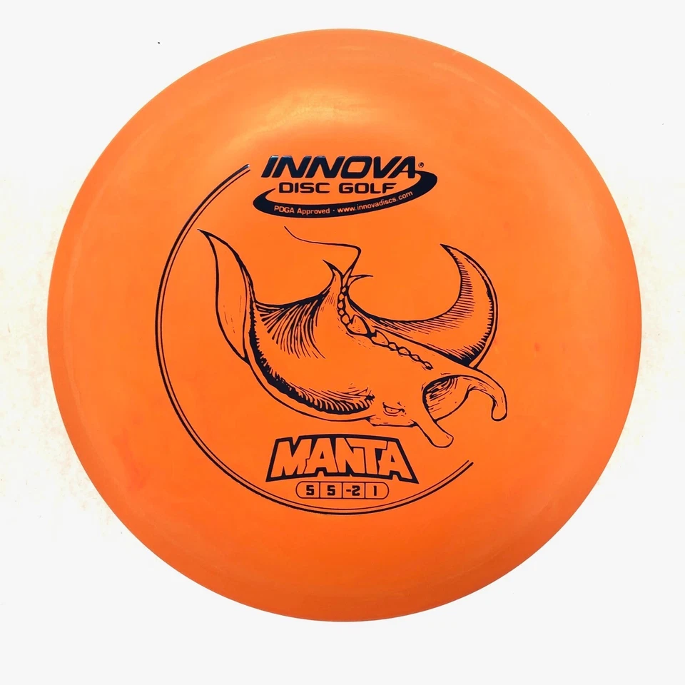 DISC GOLF INNOVA DX MANTA STRAIGHT GLIDE MIDRANGE 180g ORANGE w/BLUE FOIL - Image 1 of 1