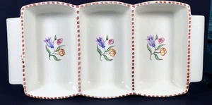 Poole Pottery #989 Antipasti / Nibbles Piatto 3 Sezioni Dipinto a Mano - Foto 1 di 3