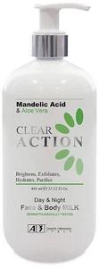 Mandelic Acid & Aloe Vera | Clear Action | Day & Night |Face & Body Milk | 400ml - Picture 1 of 13