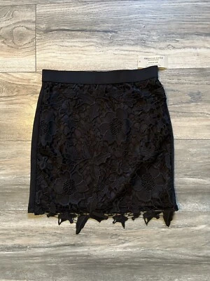 Falda lápiz para mujer American Eagle nueva con etiquetas / talla 0 / crochet floral negro Foto 1 de 4