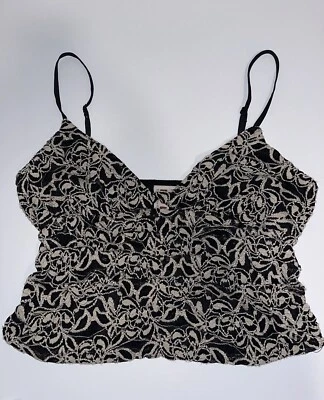 Dolan Anthropologie Black Cream Lace Cami Top M — 第 1/4 张图片