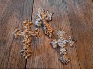 Set of 3 Cross Candle Pins for PILLAR Candles, Fleur de Lis Christian Gifts NEW - Picture 1 of 6
