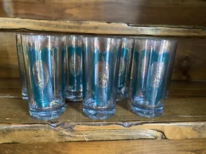 Culver Türkis & 22 kt Gold MCM 50er Jahre Longdrink Bargeschirr Vintage große Gläser Set / 7 - Bild 1 von 1