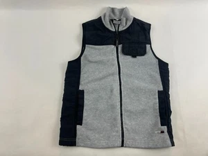 Cheetah Sweater Vest Boy's Size Medium 10/12 Black Gray Full Zip Fleece Pockets - Picture 1 of 8