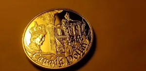 Canada 2002 Queen Jubilee Gold Plated Gem Beauty Silver Dollar ID908. - Picture 1 of 9