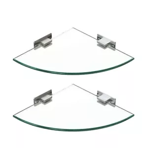 2-Pack Glass Shelf Shower Shelves Wall Mounted Shower Bathroom Organizer Shelves - Picture 1 of 6
