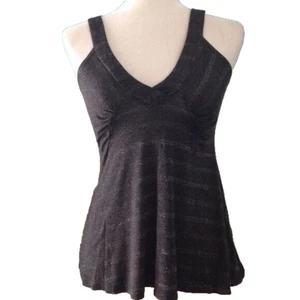 Rebecca Beeson Silver Striped Dark Grey Tank Top - Picture 1 of 5