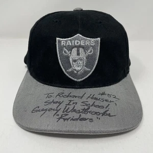 Vintage 90s Oakland Los Angeles Raiders Hat Signed By Greg Westbrooks - Picture 1 of 12