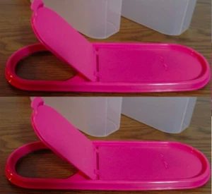 Two Tupperware Modular Mates Super Ovalado Repuesto Verter Todos los Sellos Rosa Nuevo - Imagen 1 de 1