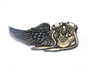 HARLEY DAVIDSON VINTAGE V-TWIN WING JOE'S MC MOTORCYCLE 2" VEST PIN - Picture 1 of 4