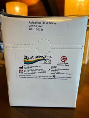 Sup R Band latex free, silver xx-heavy resistance band 50 yard roll - Image 1 of 2