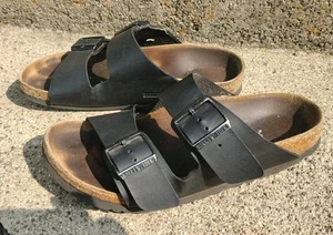 Birkenstock Größe 38 (USW 7 - 7,5) Arizona Birko-Flor schwarze Träger. Schmal. sehr guter Zustand - Bild 1 von 19