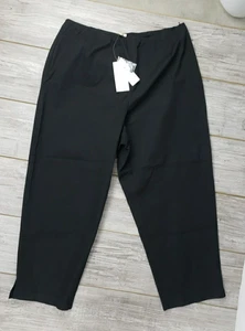 Neu Eileen Fisher schwarze schmale Knöchelhose 1X seitlicher Reißverschluss Bio-Baumwolle Stretch Twill - Bild 1 von 9