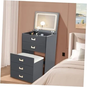 3 in 1 Vanity Desk with Flip Top Mirror, Small Make Up Vanity Set with Visible - Picture 1 of 6