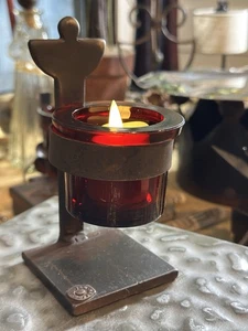 JAN BARBOGLIO iron candle holder🌹 ANGEL 6" RETIRED Hand Forged SIGNED - Picture 1 of 24