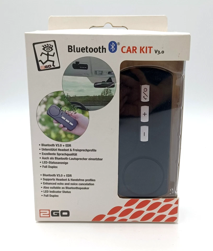 2go Bluetooth Car Kit Freisprechanlage für Sonnenblende Handy Auto KFZ PKW