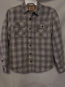 Wrangler Fleece Lined Sherpa Plaid Flannel Shirt Jacket Pockets Small Insulated - Picture 1 of 8