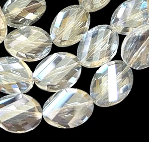 13x18mm Faceted White Crystal Quartz Wave Loose Beads 12pcs - Picture 1 of 3